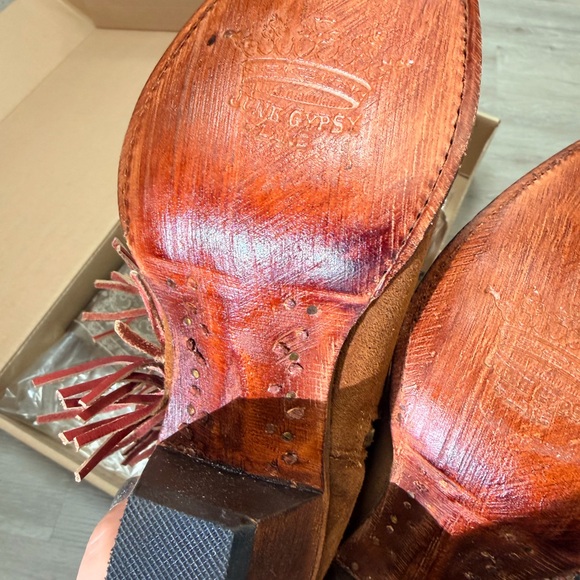 Junk Gypsy Fringe Suede Knee-High Boots - Brown and Pink - Picture 8 of 14